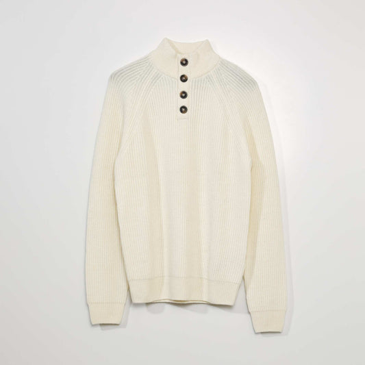 Sweater de cuello alto con botones BLANCO