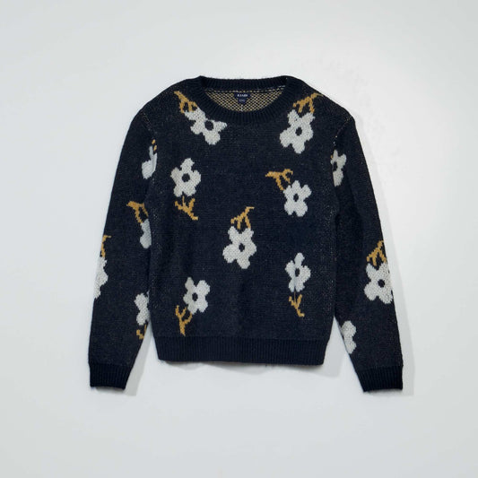 Sweater de punto de flores AZUL