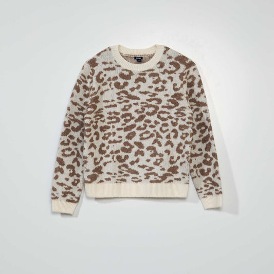 Sweater de punto de leopardo BEIGE