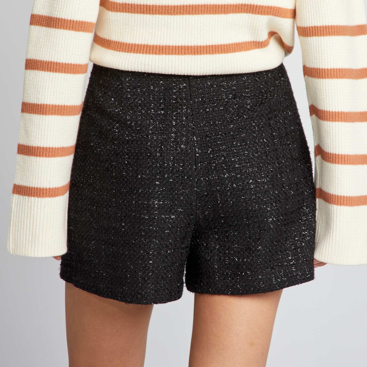 Short de tweed con botones negro