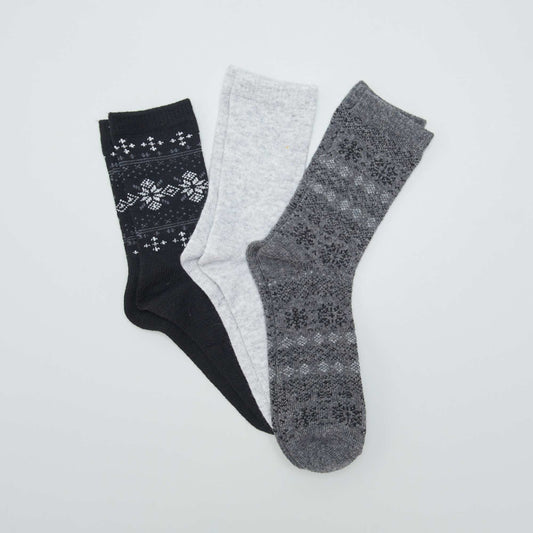 Pack de 3 pares de medias de jacquard NEGRO
