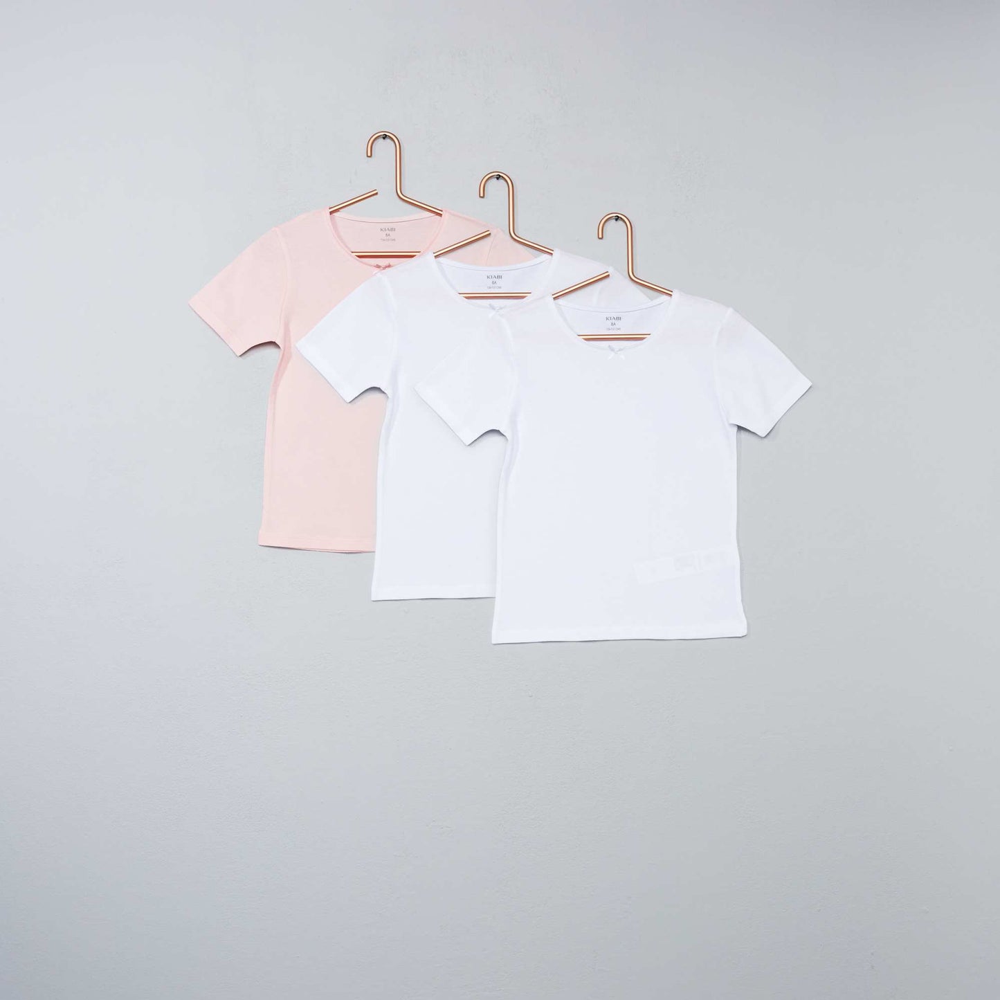 Juego de 3 camisetas lisas blanco/rosa