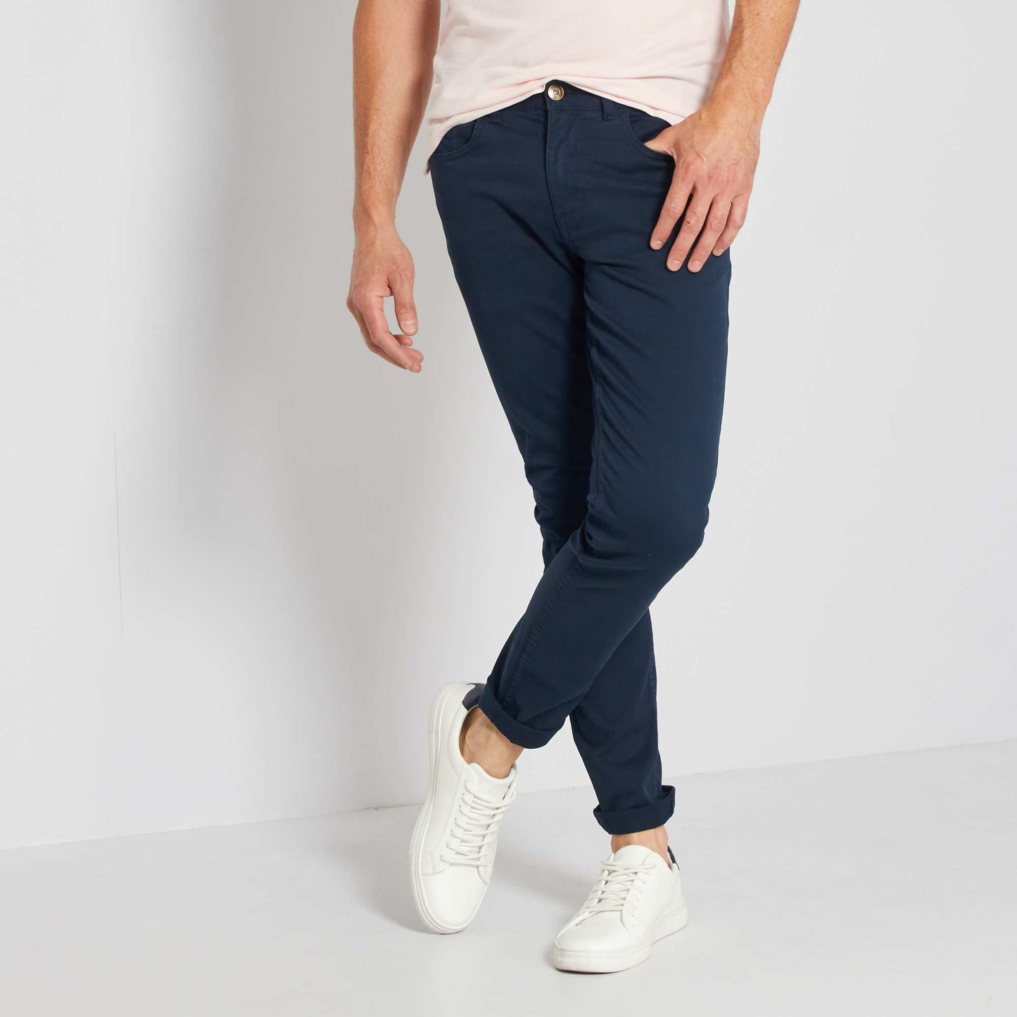 Pantalón slim 5 bolsillos de sarga AZUL