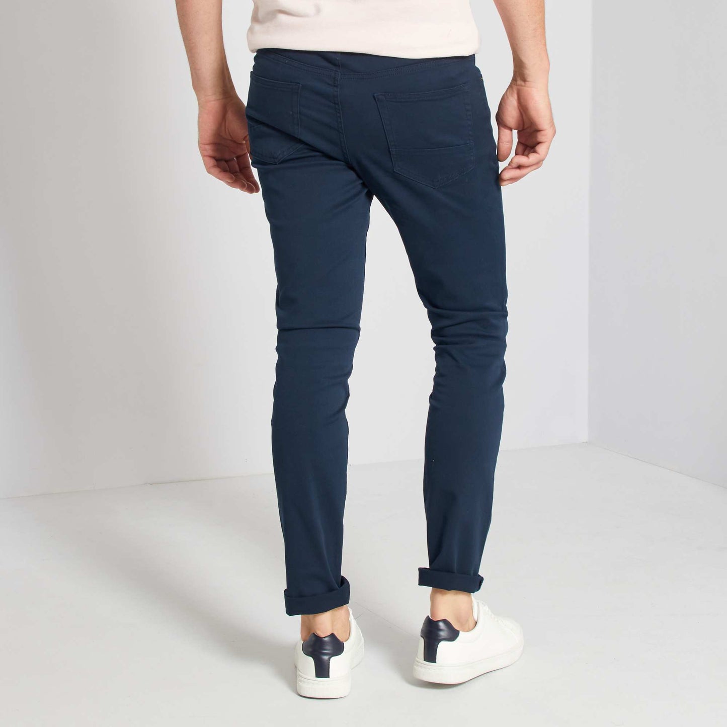 Pantalón slim 5 bolsillos de sarga AZUL