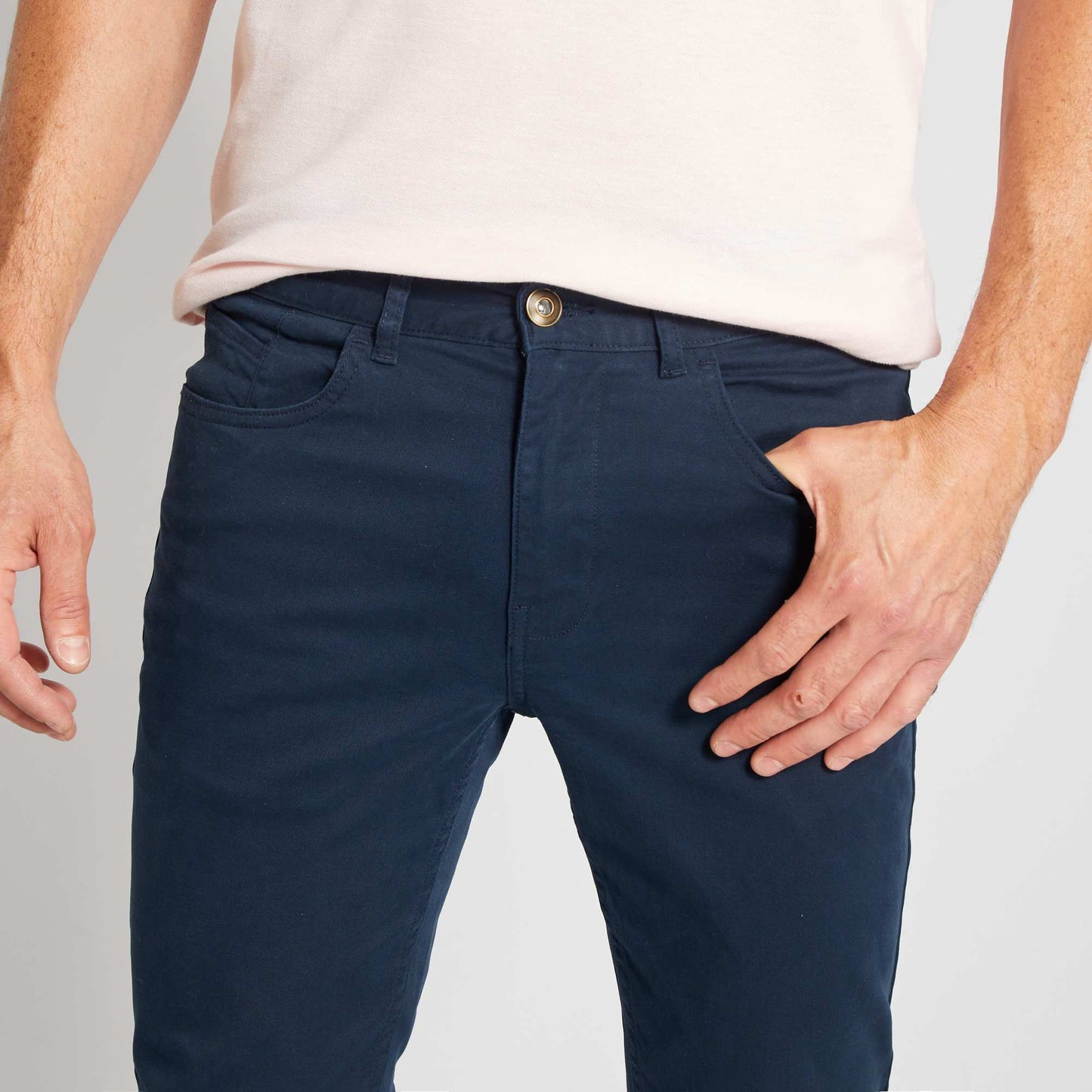 Pantalón slim 5 bolsillos de sarga AZUL