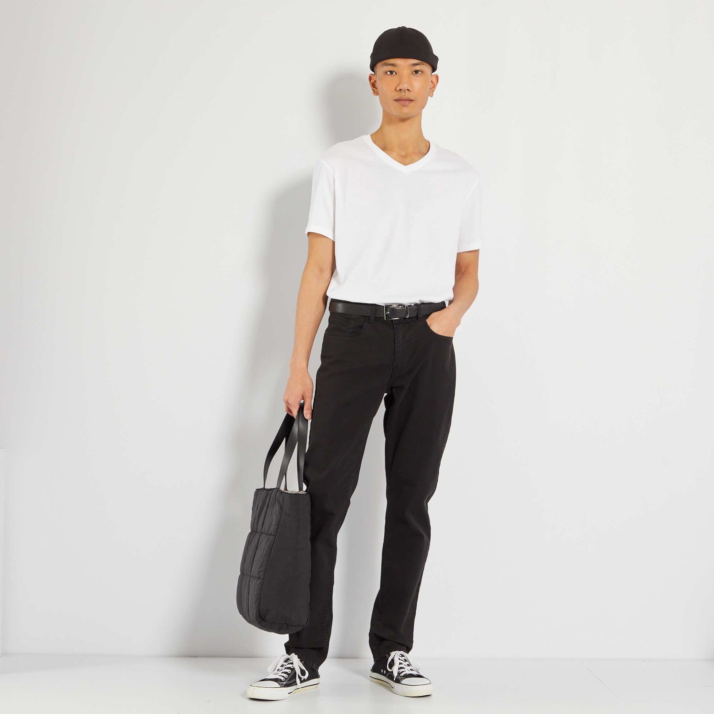 Pantalon slim 5 bolsillos - L32 NEGRO