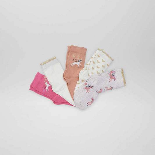 Pack de 5 pares de medias de 'animal' ROSA