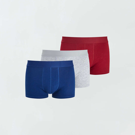 Pack de 3 boxers lisos AZUL/gris/rojo