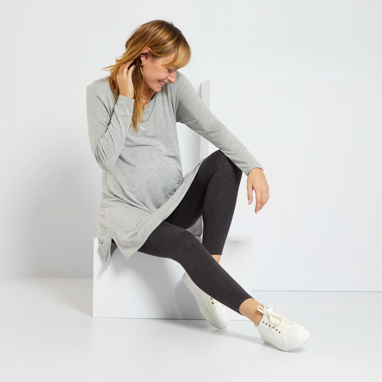 Legging maternidad de punto elástico GRIS