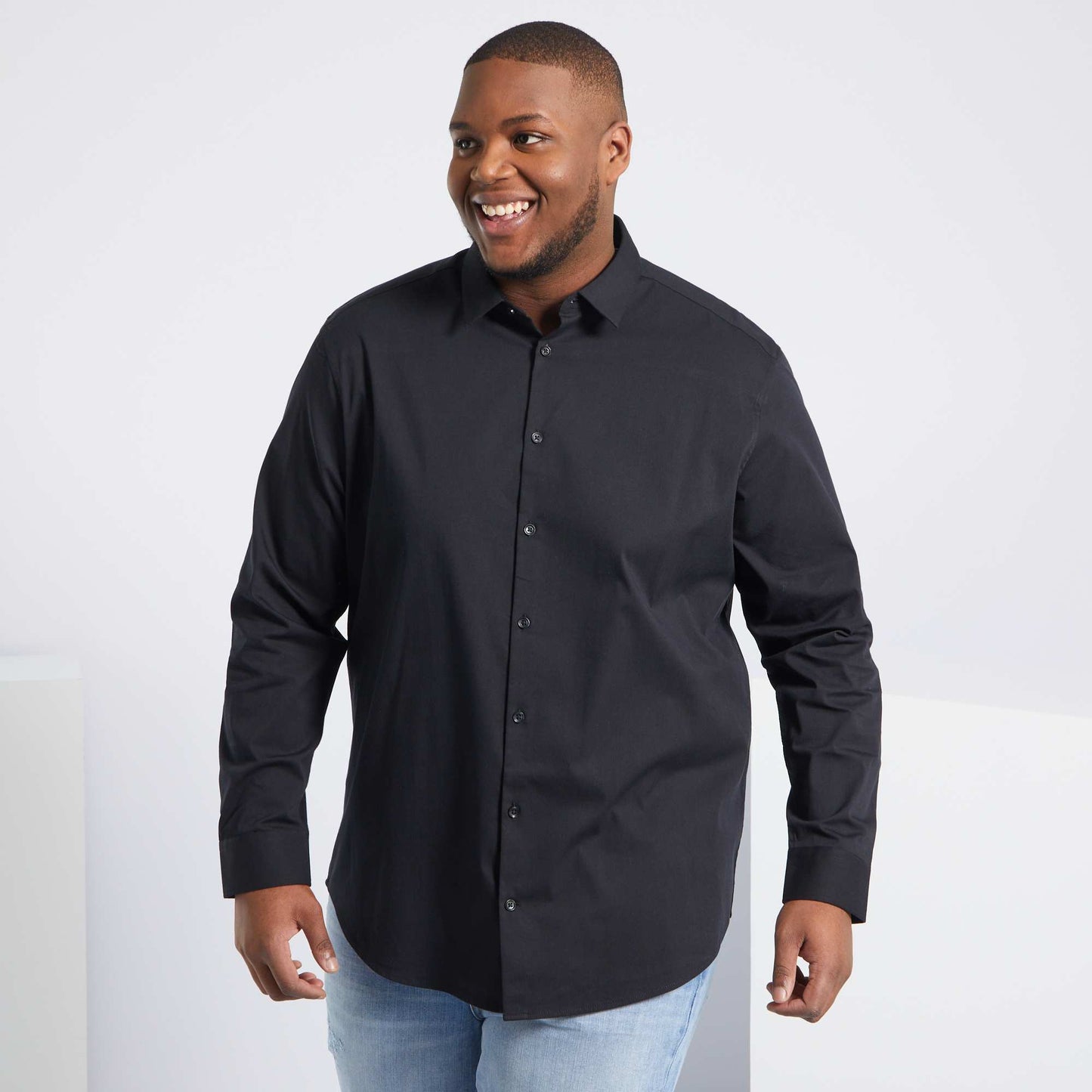 Camisa de sarga elástica negro