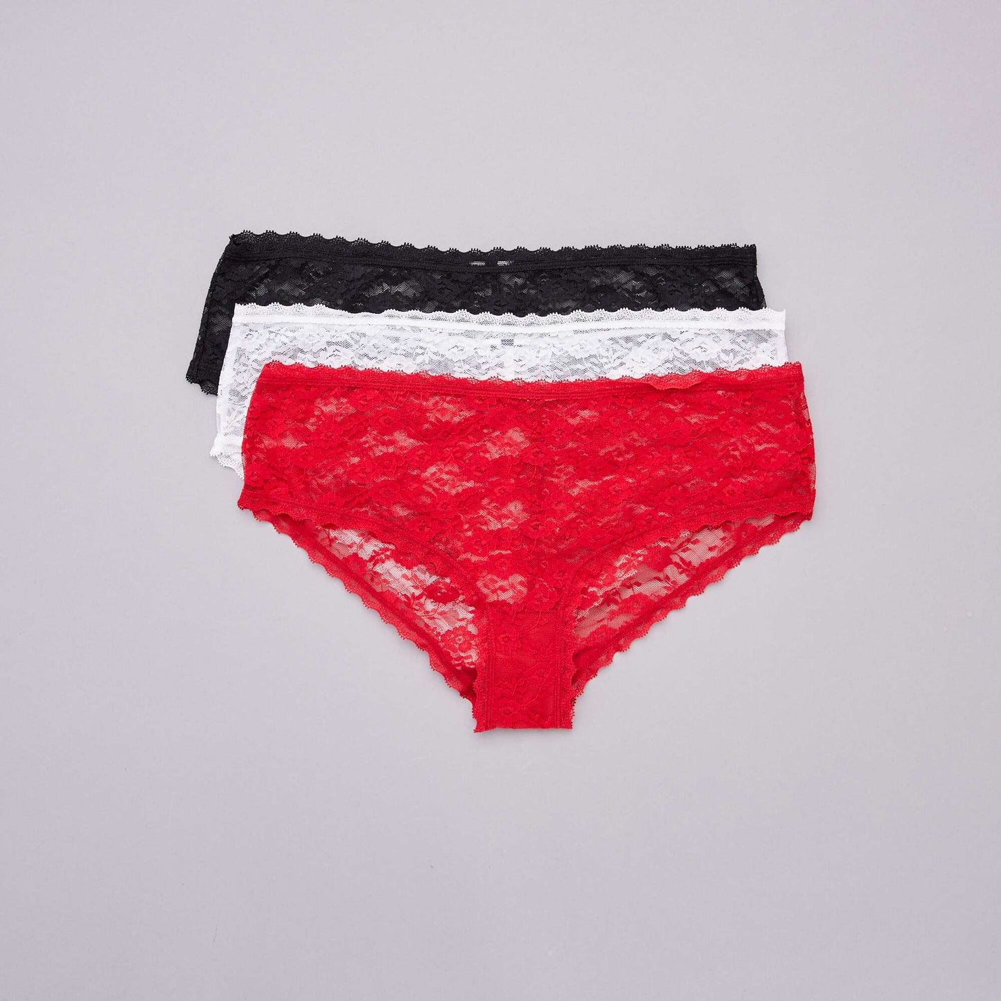 Pack de 3 culottes de encaje ROJO