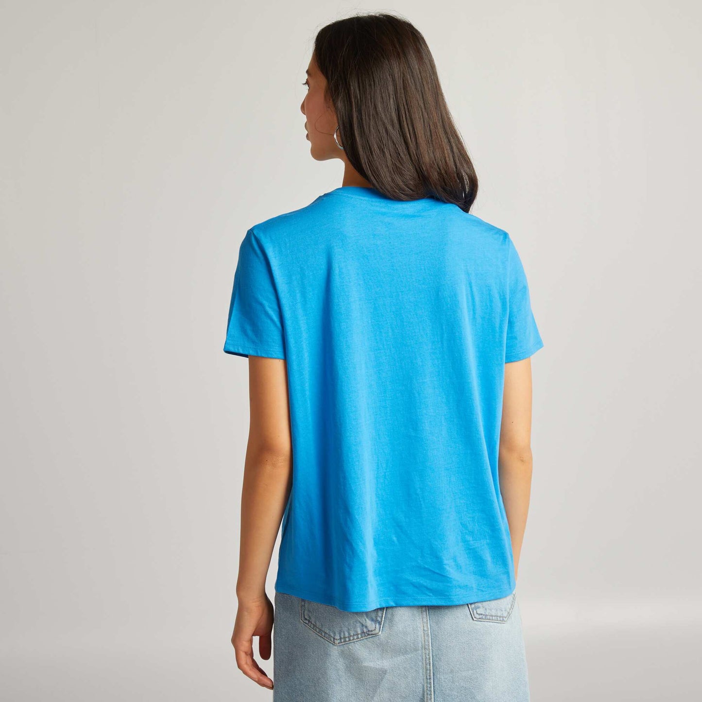 Camiseta lisa de punto AZUL