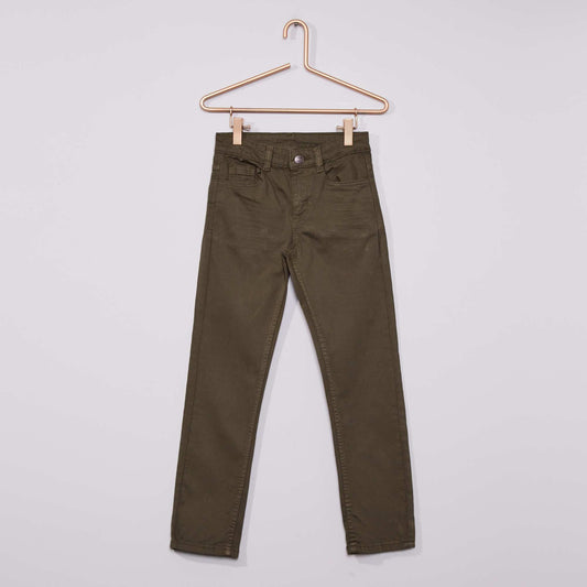 Pantalon slim de sarga verde oscuro