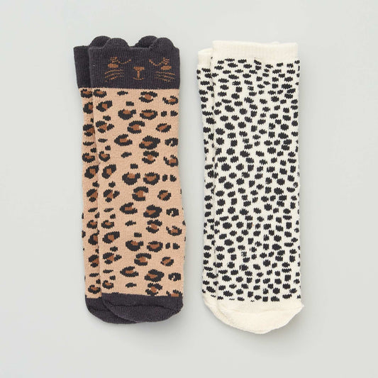 Pack de 2 pares de medias antideslizantes LEOPARDO