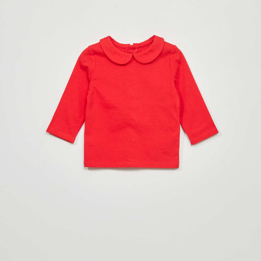 Camiseta con cuello bebé   rojo intenso