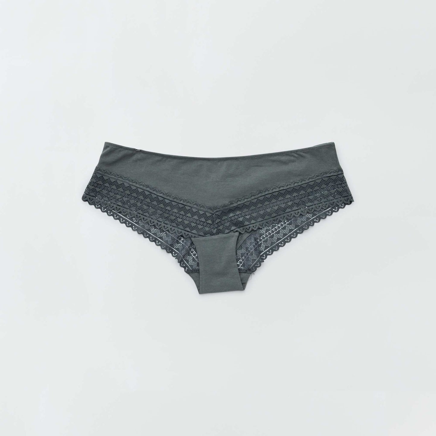 Pack de 3 culottes de algodón y encaje rosa gris