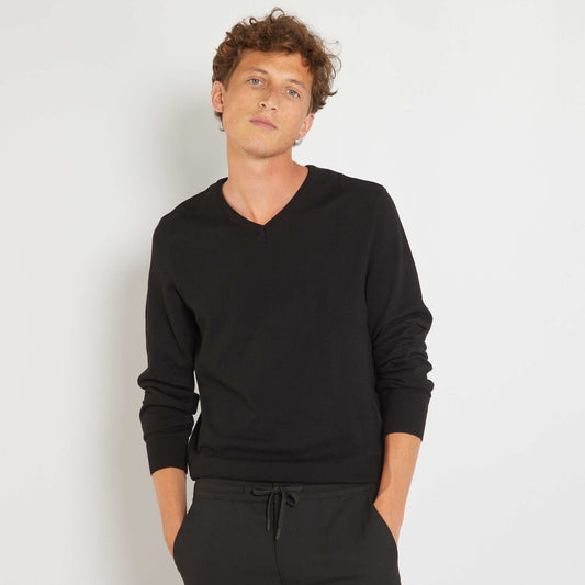 Sweater b sico de punto liso negro