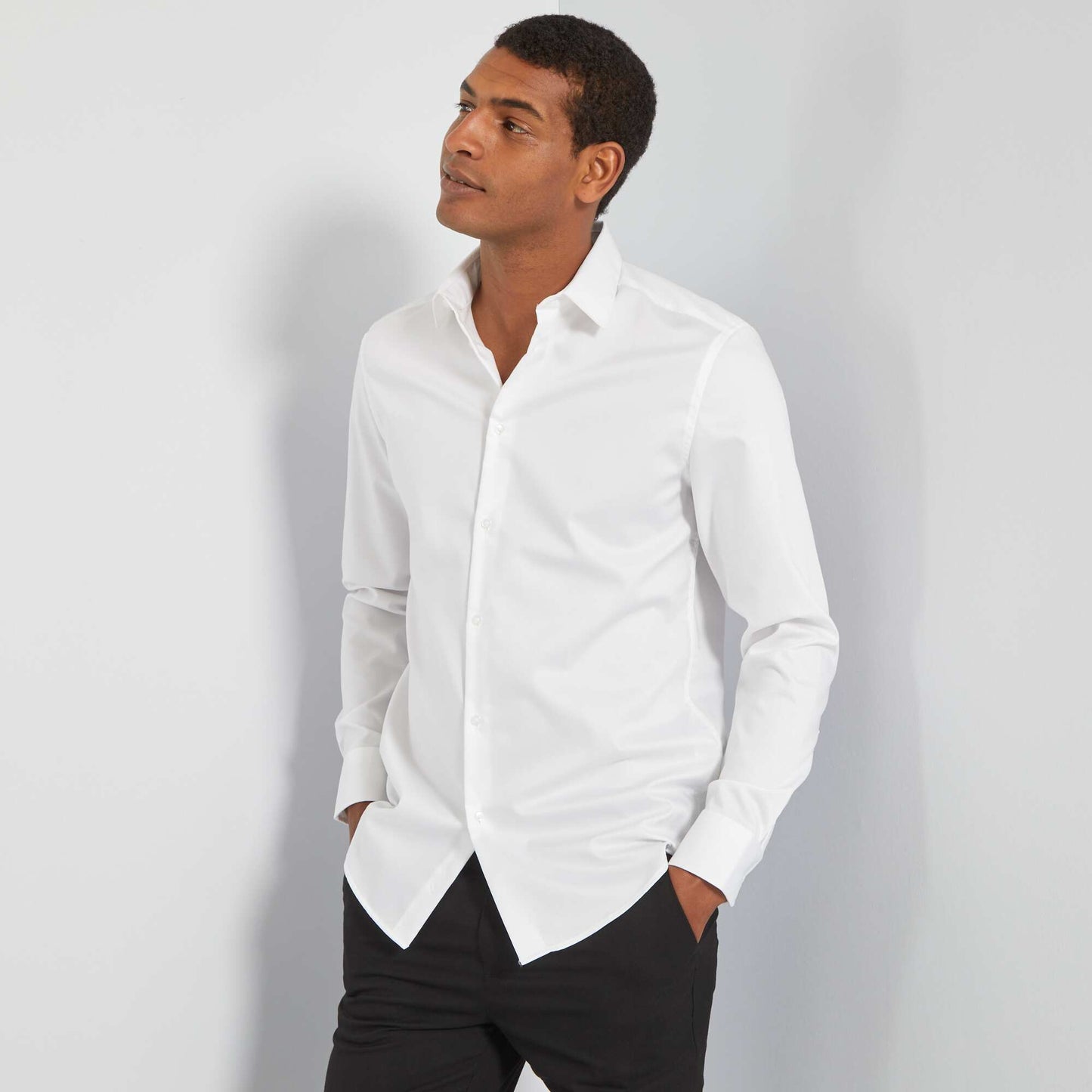 Camisa regular 'sin plancha' blanco