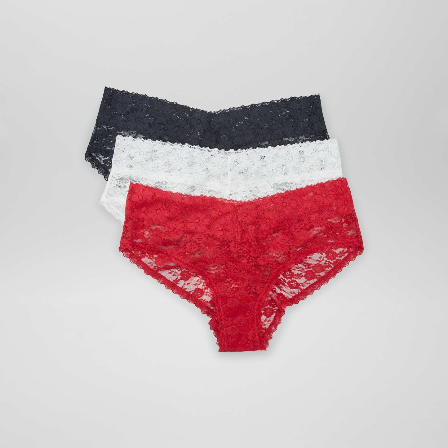 Pack de 3 culottes de encaje ROJO