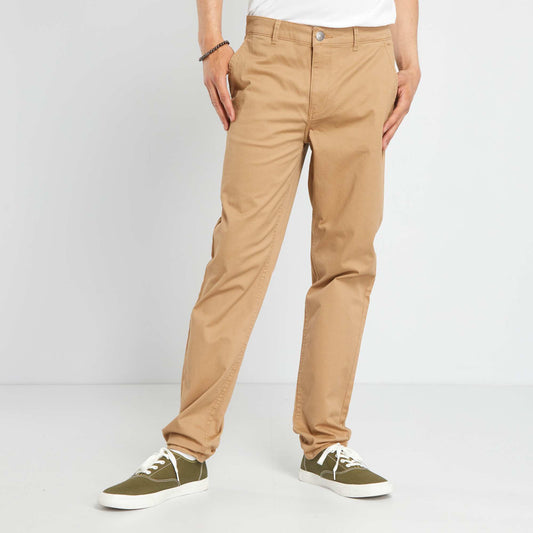 Pantalón chino de algodón elástico BEIGE