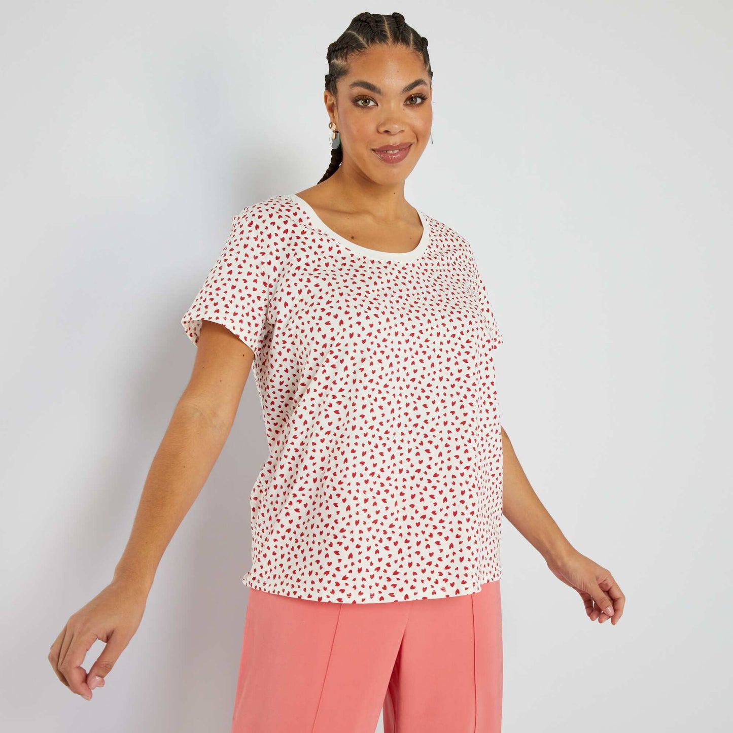 Camiseta de punto con estampado de fantasía BLANCO