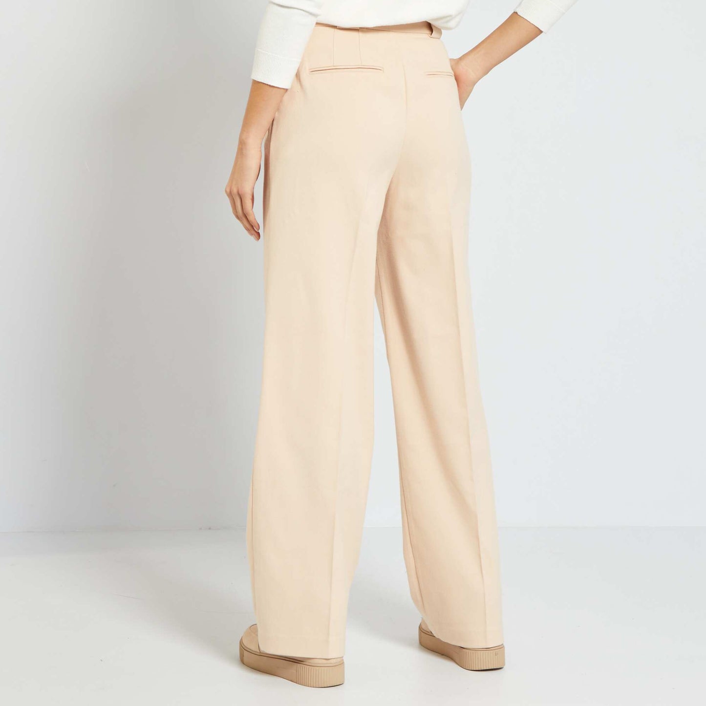 Pantalon ancho de franela BEIGE