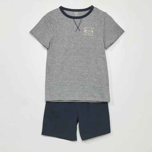 Pijama corto estampado minimalista - 2 piezas AZUL