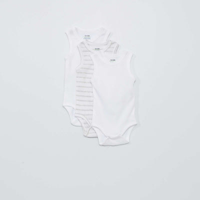 Pack de 3 bodis sin mangas con estampado BLANCO