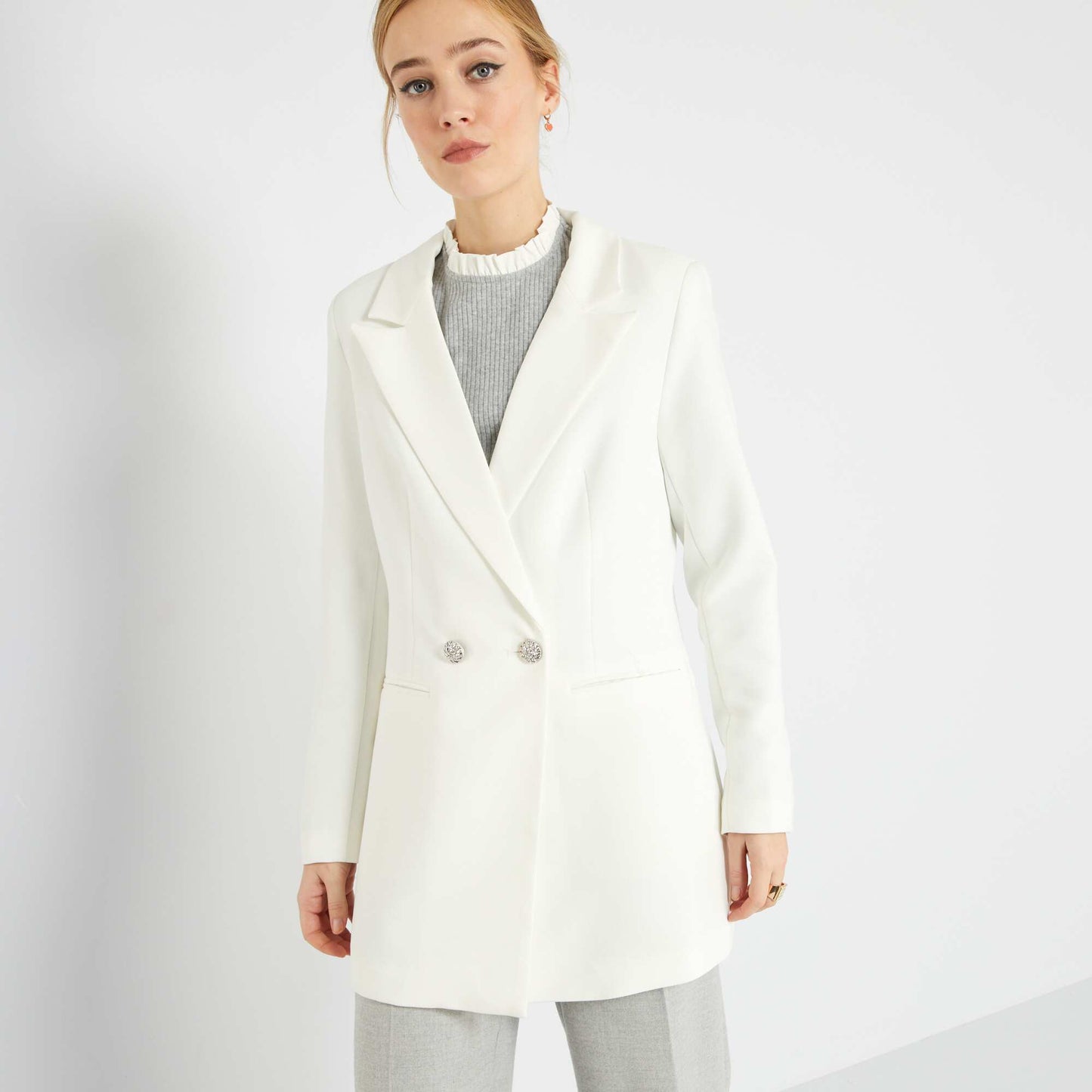 Chaqueta de traje midi BLANCO