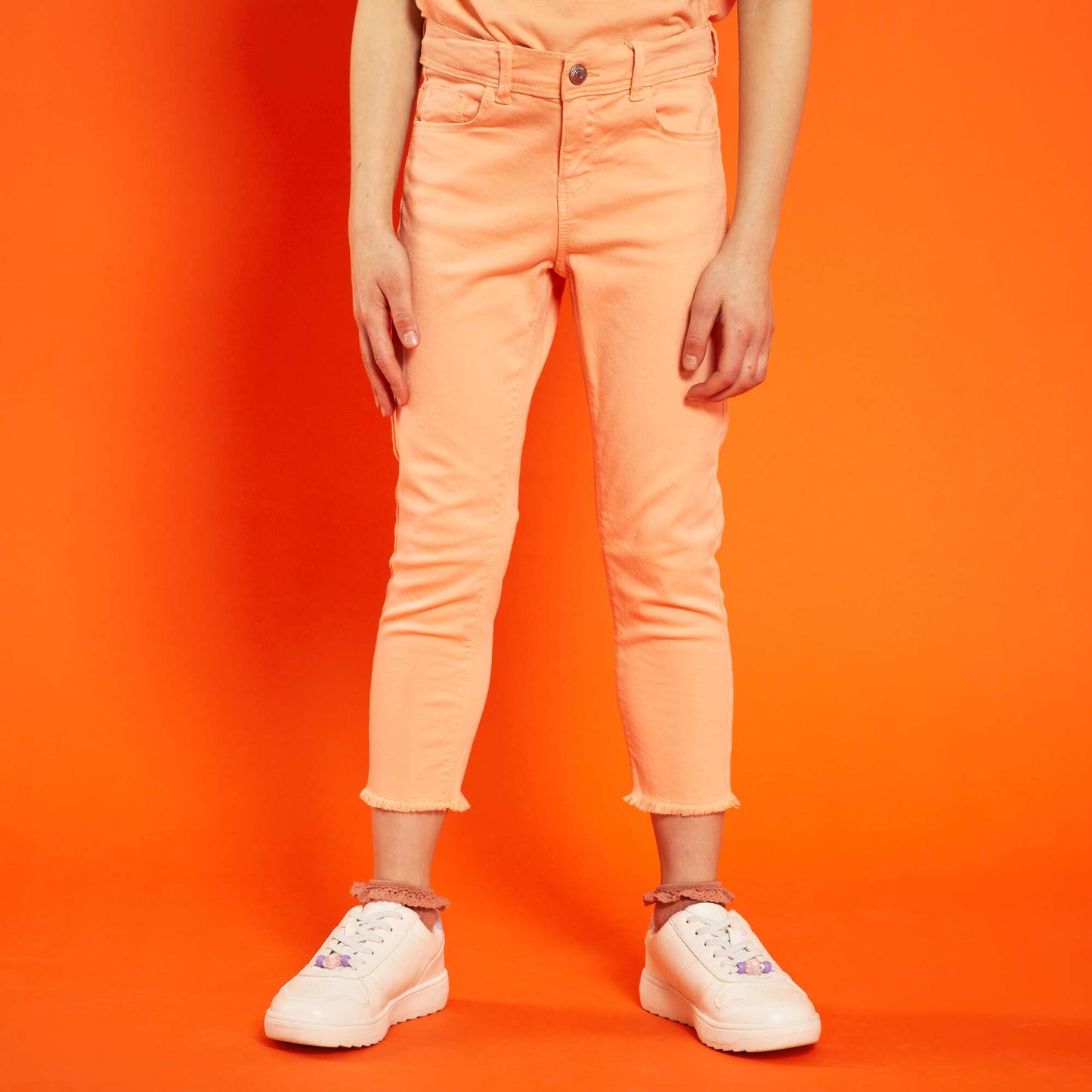 Pantalon slim elástico NARANJA