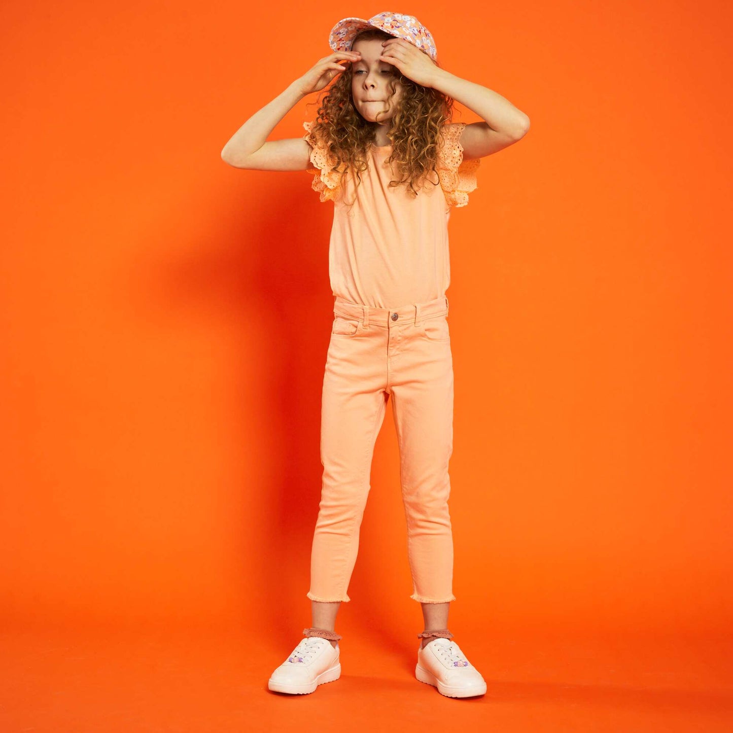 Pantalon slim elástico NARANJA