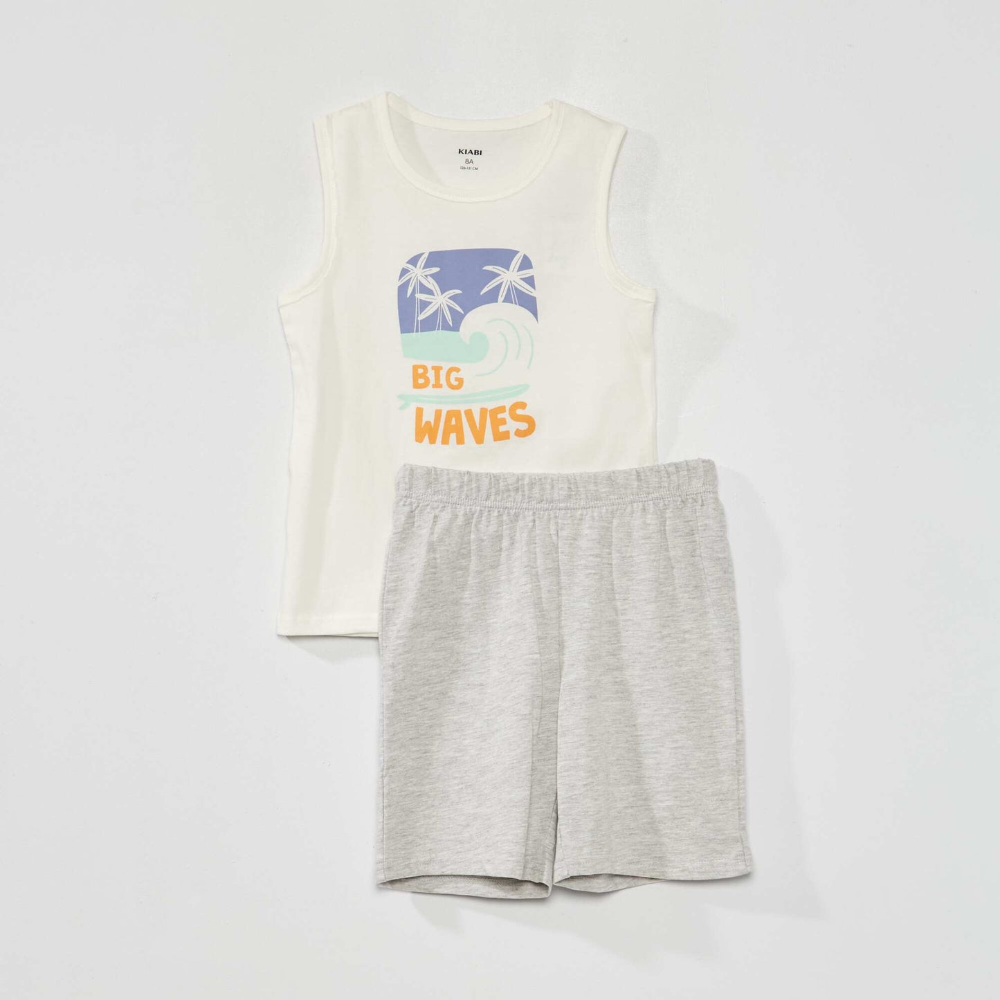 Pijama 'surf' corto + camiseta sin mangas - 2 piezas BLANCO