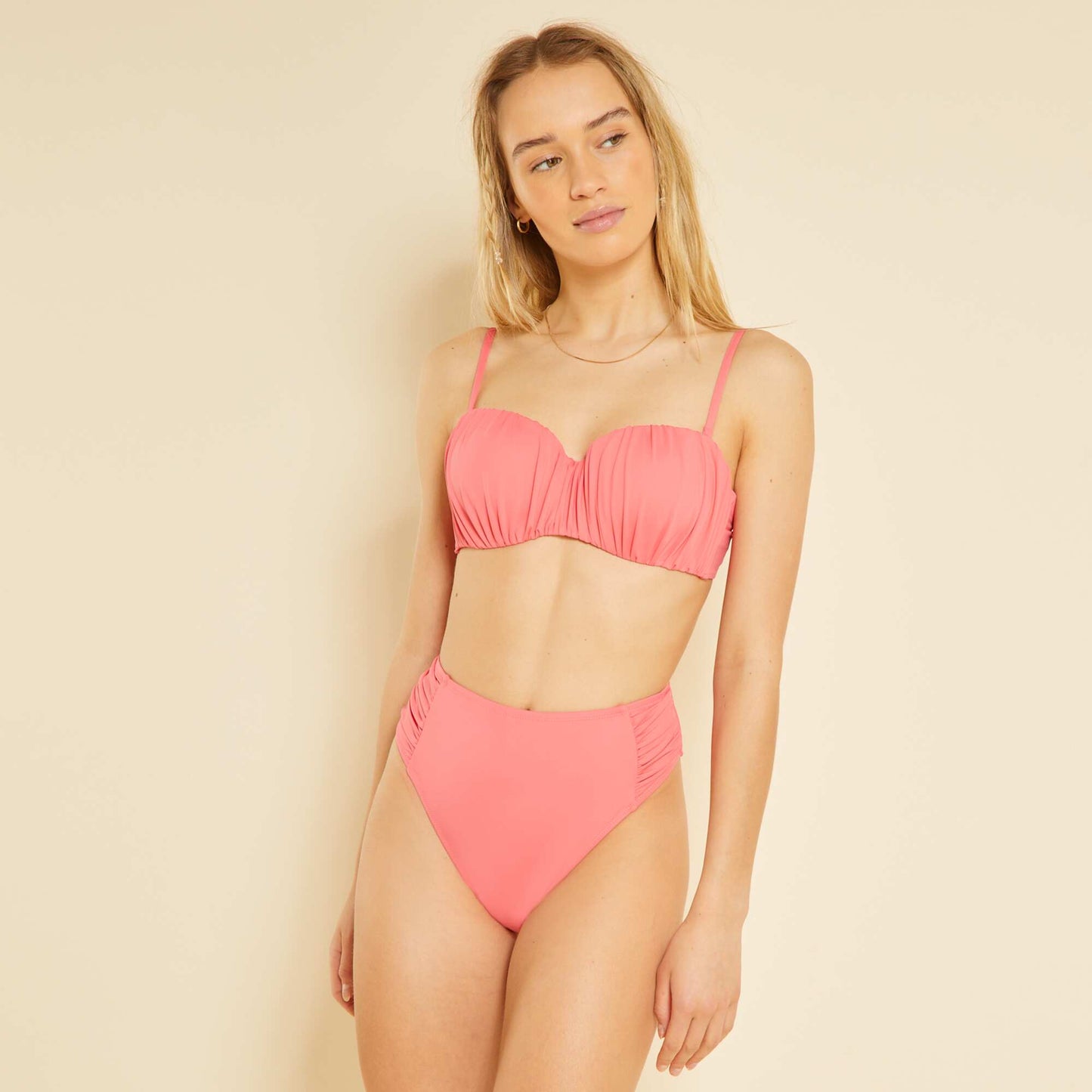 Braguita brasileña de bikini de talle alto ROSA