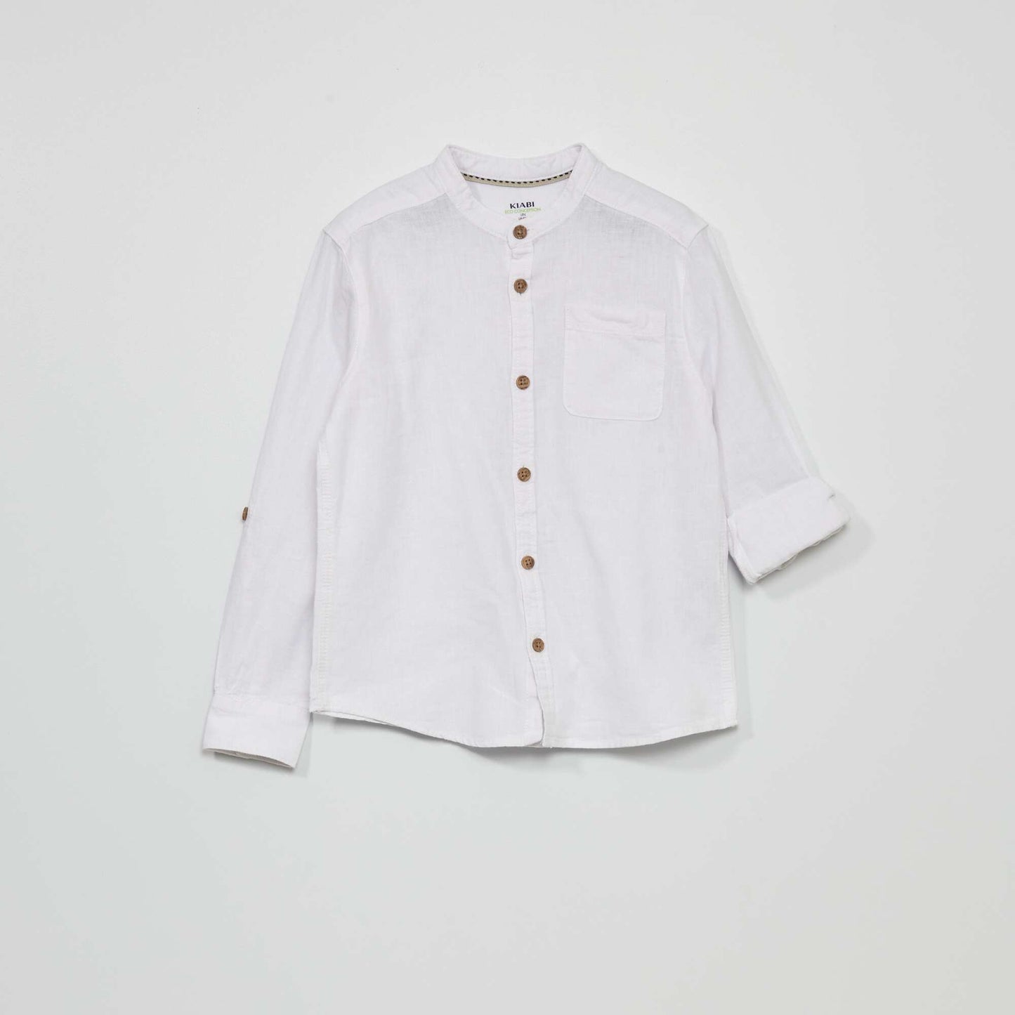 Camisa de lino con cuello mao blanco