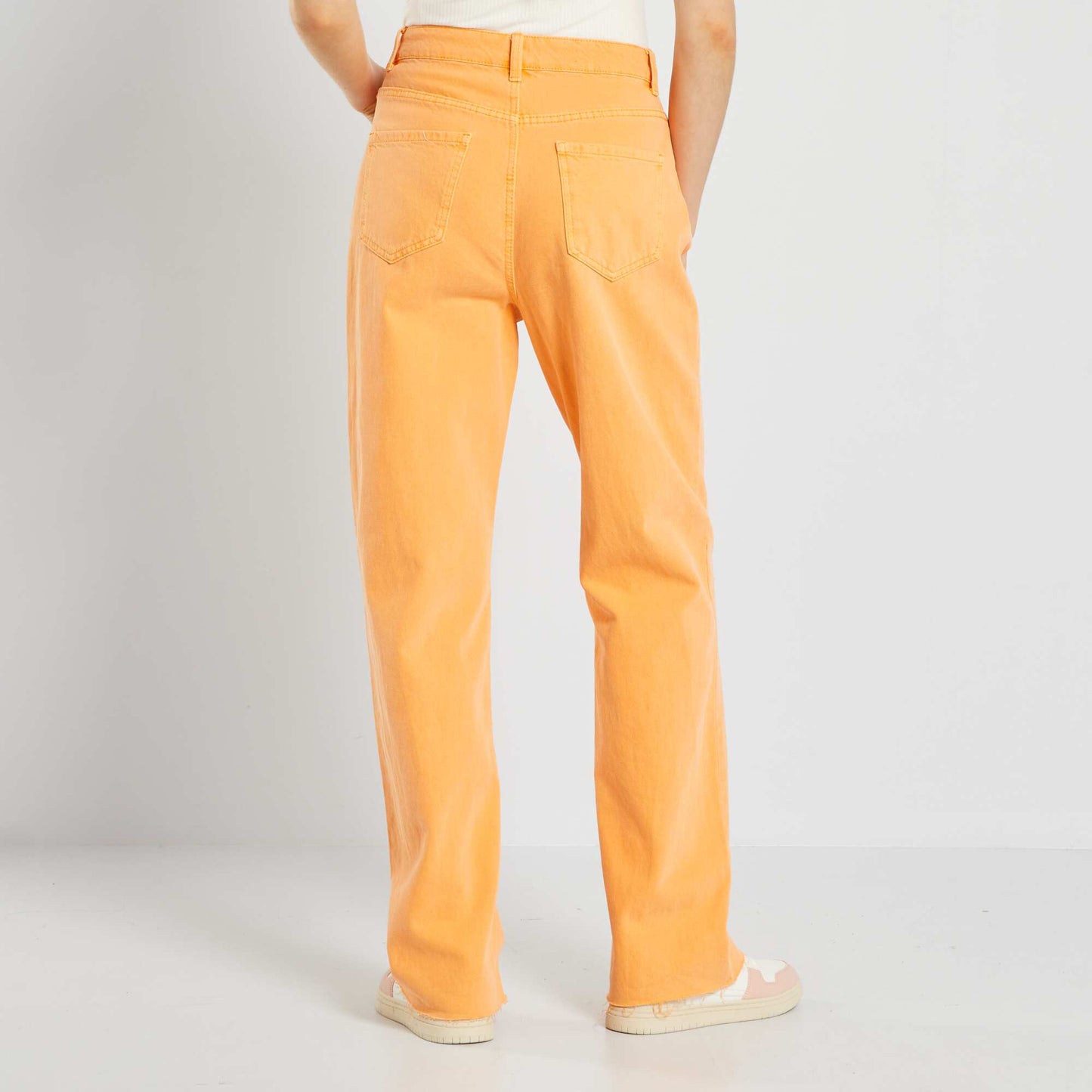 Pantalón wide leg de talle alto naranja albaricoque